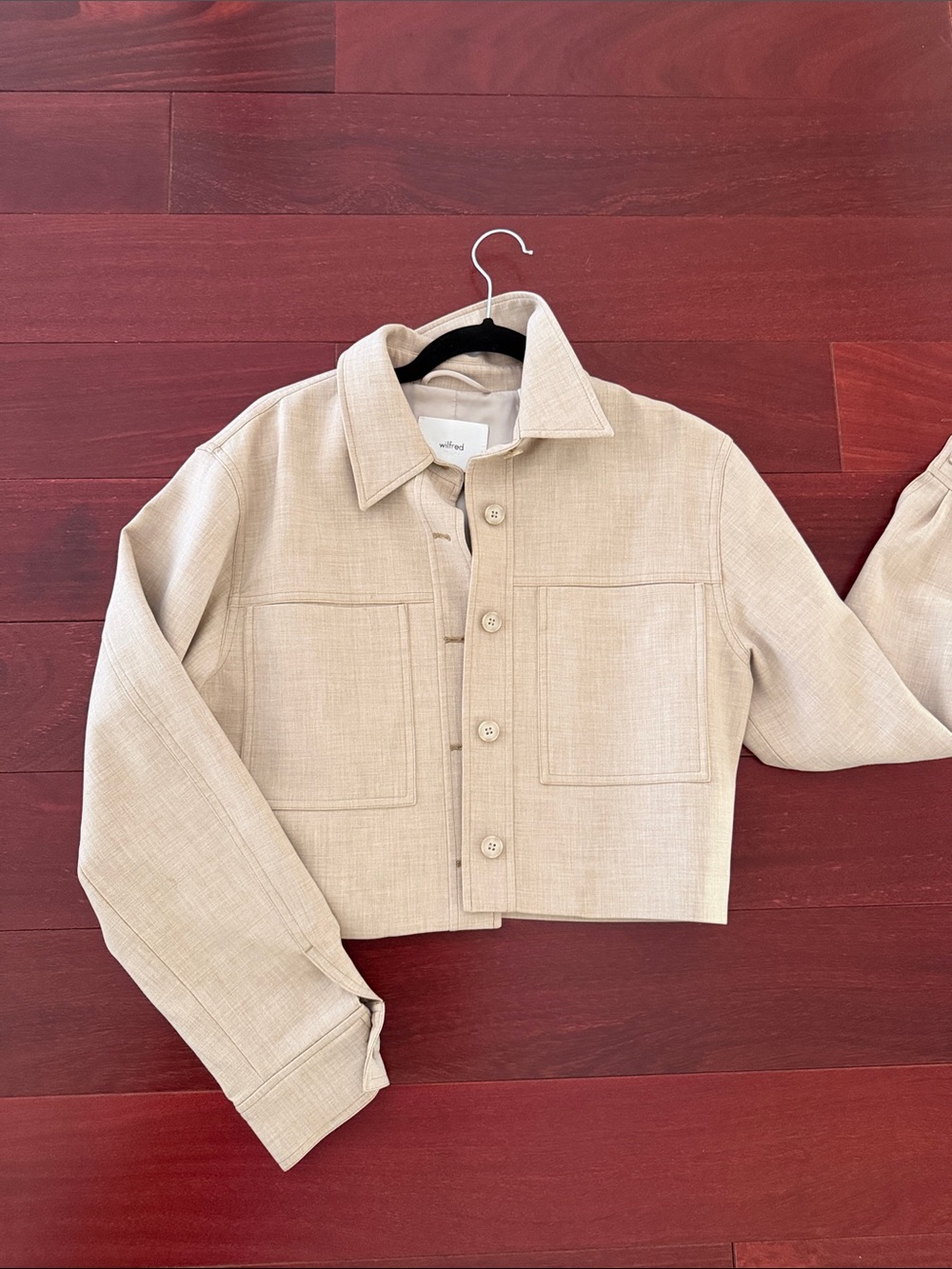 Aritzia Wilfred Cropped Cream Beige Jacket